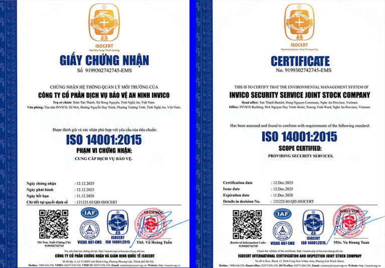 chung nhan iso 14001