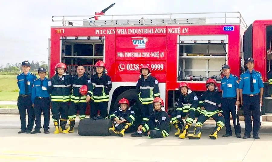 An ninh INVICO tập huấn phòng cháy chữa cháy tại khu công nghiệp WHA , Nam Cấm, Nghệ An